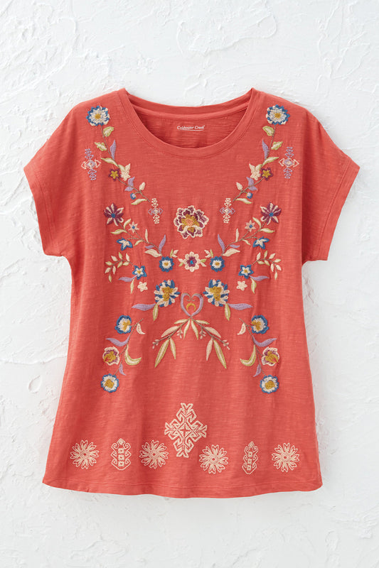 Bright Meadow Embroidered Tee
