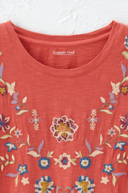Bright Meadow Embroidered Tee