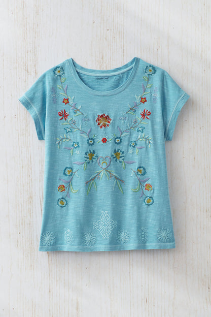 Bright Meadow Embroidered Tee