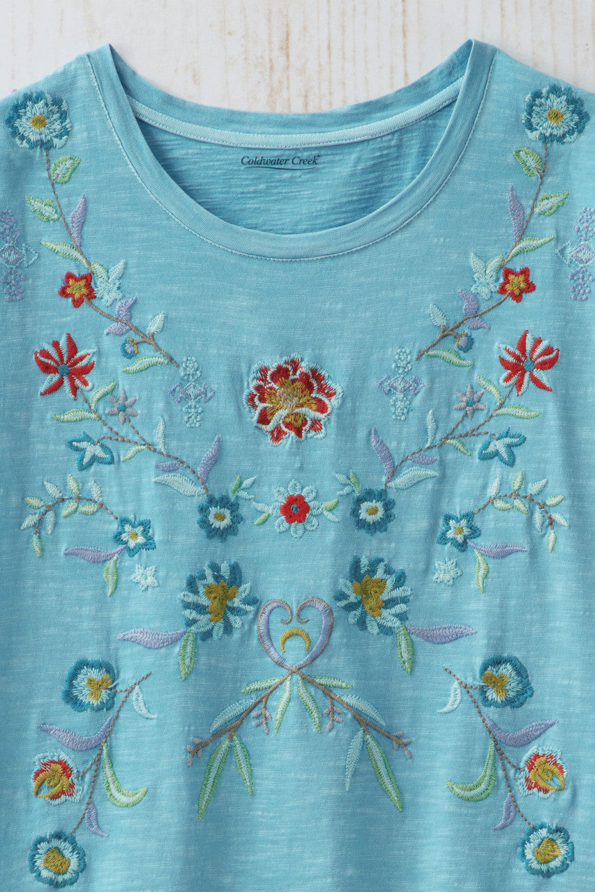 Bright Meadow Embroidered Tee