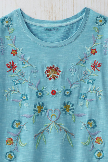 Bright Meadow Embroidered Tee