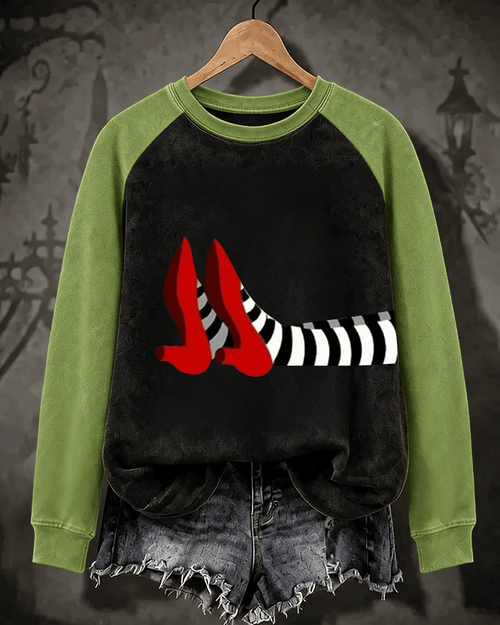 Women’s Halloween-Printed Casual Crew-Neck Sweatshirt