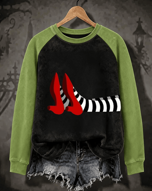 Women’s Halloween-Printed Casual Crew-Neck Sweatshirt