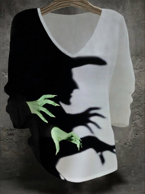 Women's Halloween Witch Print Sweater