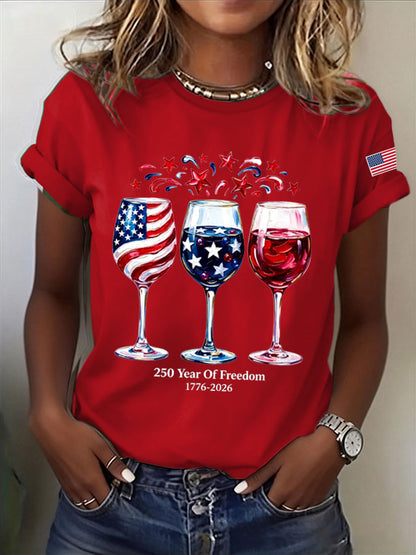 🔥Buy 3 Get 10% Off🔥Women'S  America Flag Printed Casual T-Shirt