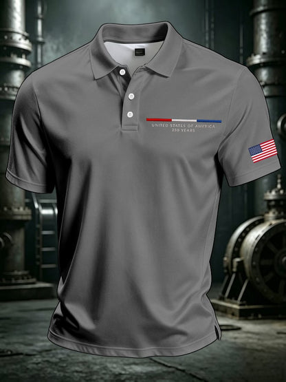 Men's America 250th Anniversary Print Casual Polo Shirt