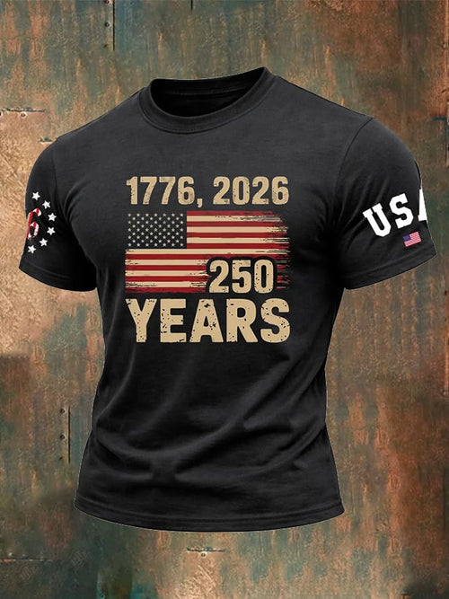 Men's 250th Anniversary National Flag Print Casual Short-Sleeved T-Shirt
