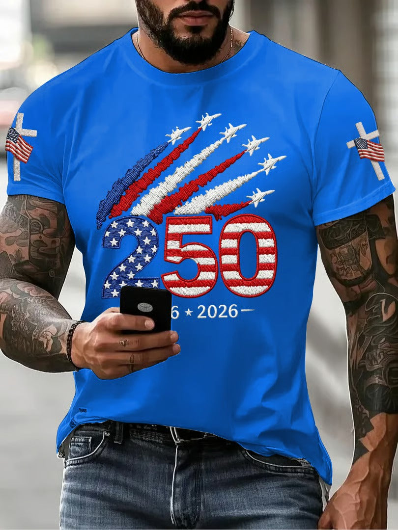 🔥Buy 3 Get 10% Off🔥Men's 250Th Anniversary Printed Round Neck Short Sleeve T-Shirt From The United States