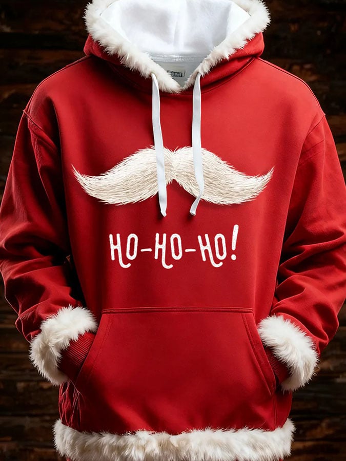 Men'S Casual Printed Long-Sleeved Hooded Sweatshirt