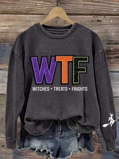 🔥HOT SALE🔥Women's WTF Witches Treats Frights Printed Sweatshirt