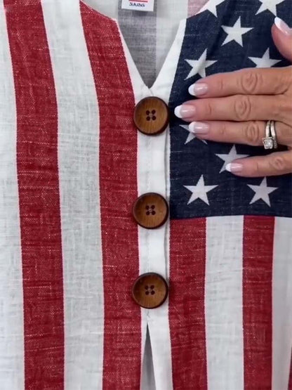 Women'S Casual Printed Independence Day Top