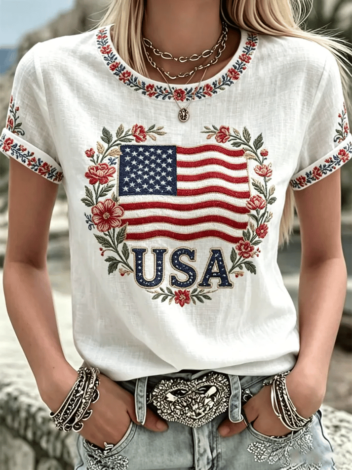 Women's America Floral Patriot Tee