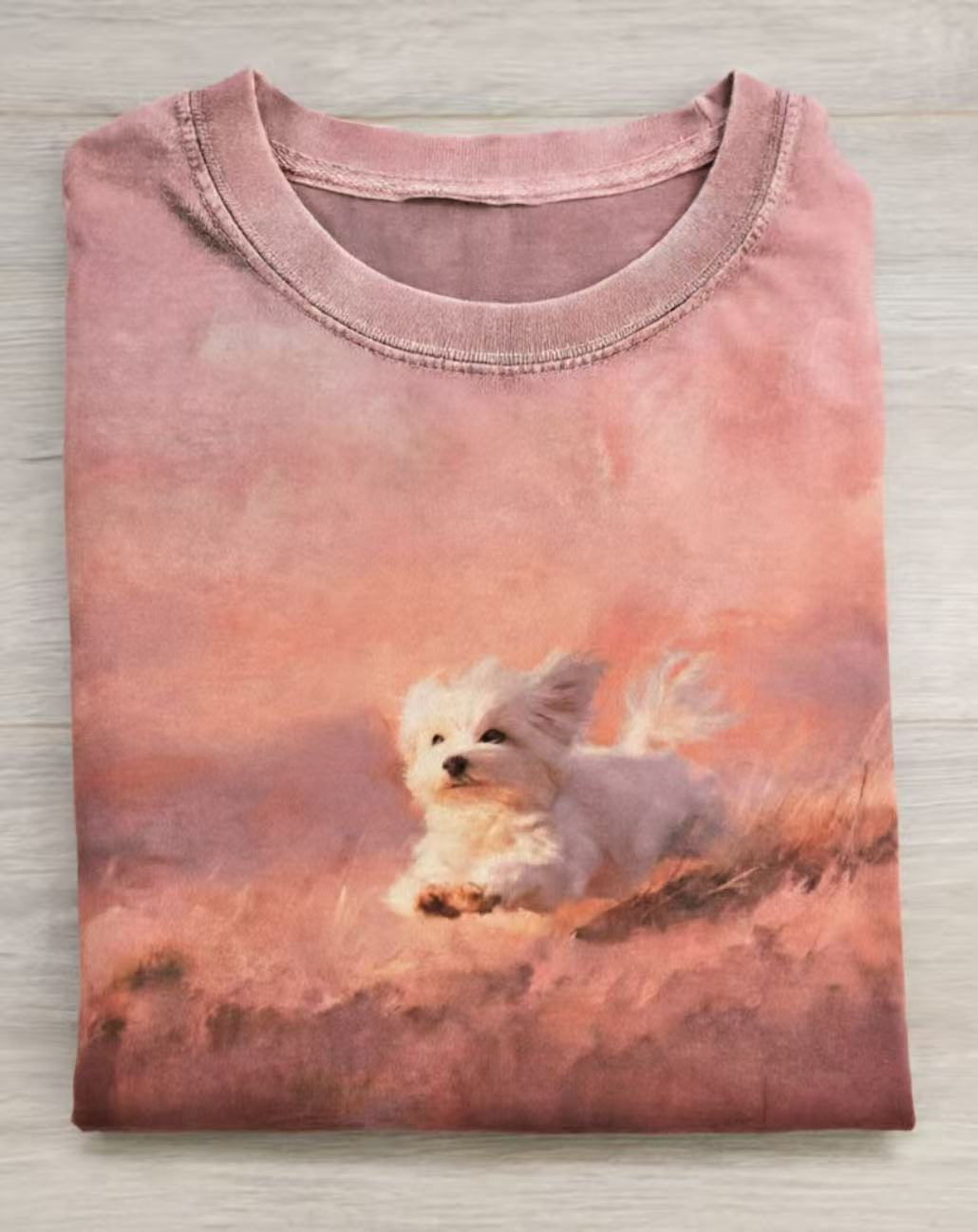 Funny Cute Running Dog Art Print Casual Cotton Short Sleeve T-shirt