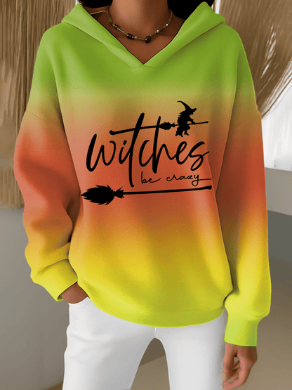 🔥HOT SALE🔥Women's Halloween Witch Print Furry Lined Hoodie