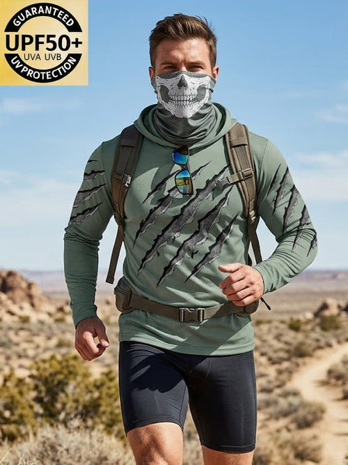 Men's Outdoor Sun Protection Breathable Cool Hooded Sun Protection Long-Sleeved Top