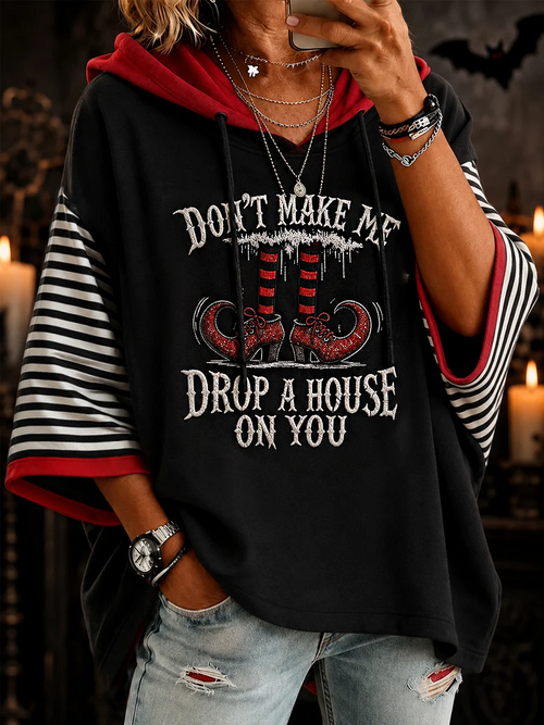 Women's Halloween Don't Make Me Drop A House On You Print Casual 3/4 S