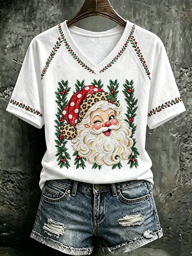 Women's Retro Christmas Print Top