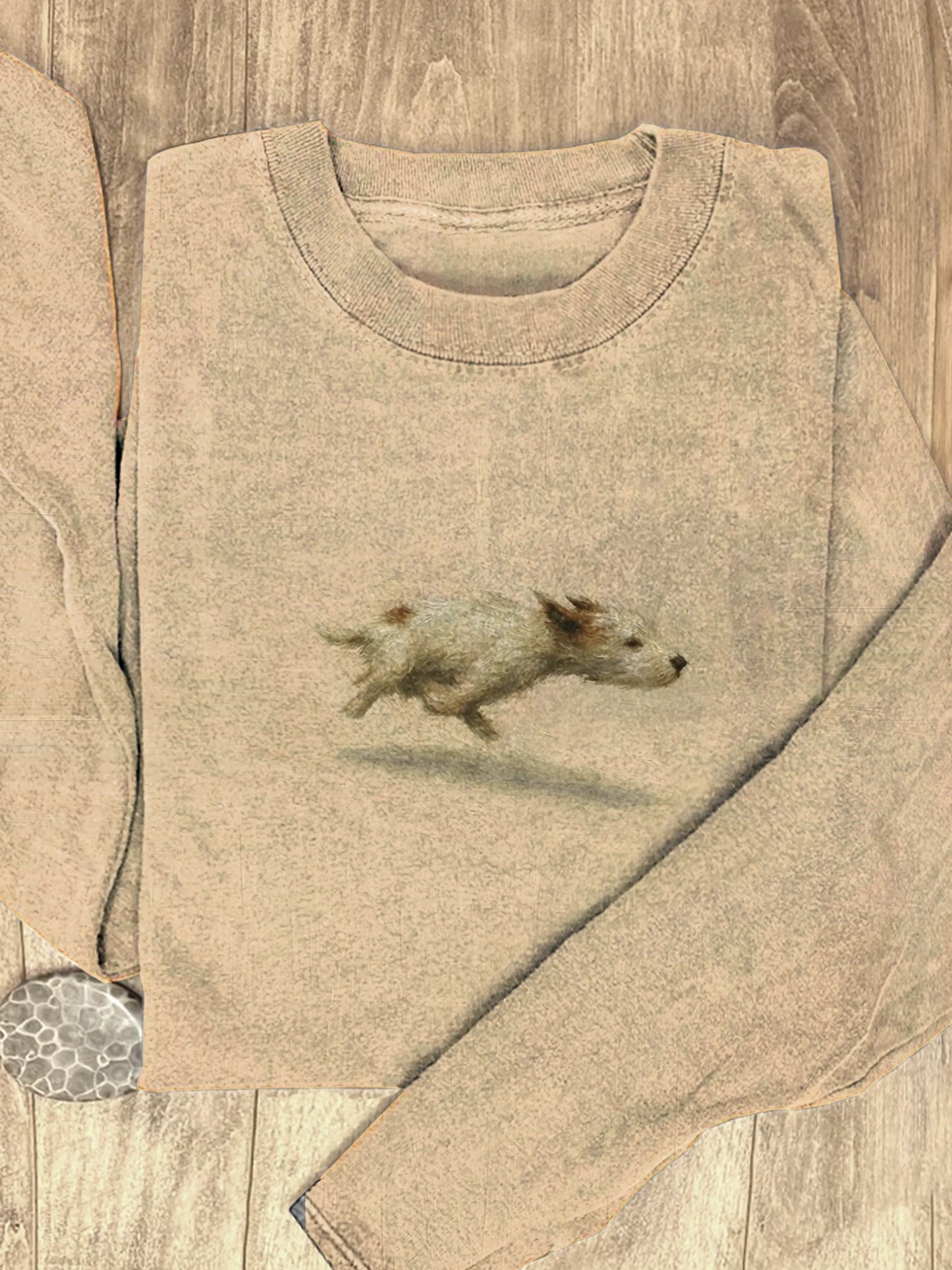 Funny Cute Running Dog Art Print Casaul Cotton Long Sleeve Shirt