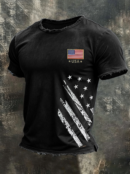 Men's American Flag Printed Casual T-shirt
