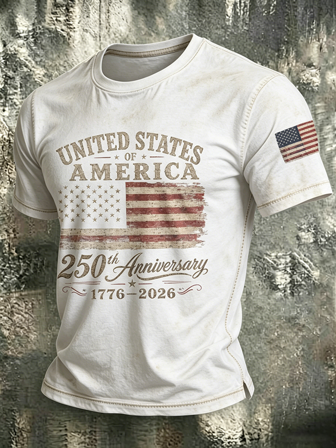 🔥Buy 3 Get 10% Off🔥250Th Anniversary Washed And Worn Round Neck T-Shirt In The United States