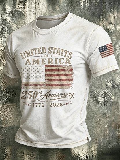 🔥Buy 3 Get 10% Off🔥250Th Anniversary Washed And Worn Round Neck T-Shirt In The United States