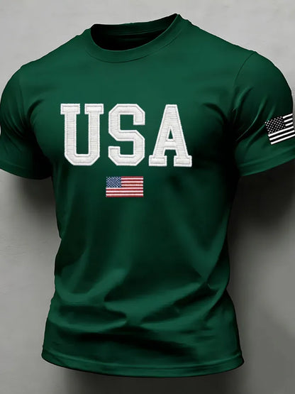 Men'S American Flag Independence Day Celebration Classic Pattern Short Sleeve T-Shirt
