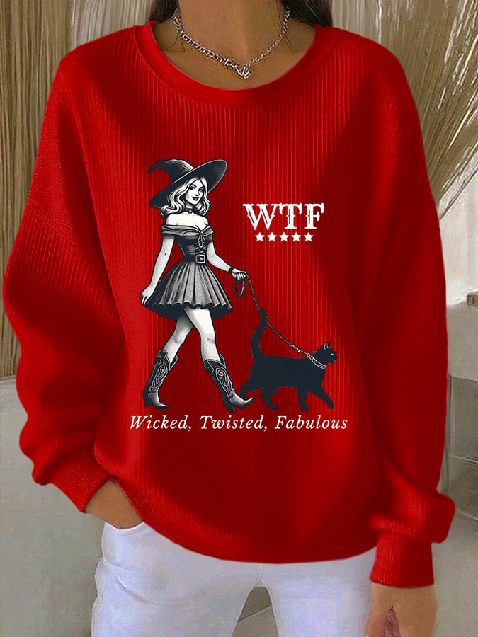 🔥HOT SALE🔥Women's WTF Wicked Twisted Fabulous Print Casual Sweatshirt