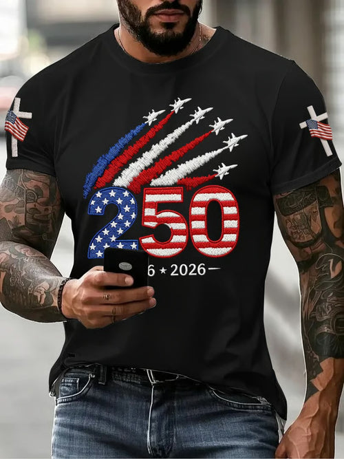 🔥Buy 3 Get 10% Off🔥Men's 250Th Anniversary Printed Round Neck Short Sleeve T-Shirt From The United States