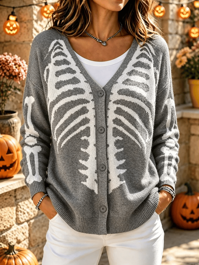 Women'S Casual Maple Leaf Knit Cardigan