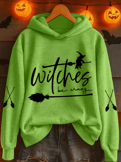 🔥HOT SALE🔥Women's Witch Be Crazy Heat Transfer Hood Sweatshirt