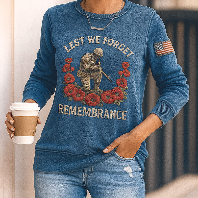 Memorial Day Lest We Forge Print Long Sleeve Sweatshirt