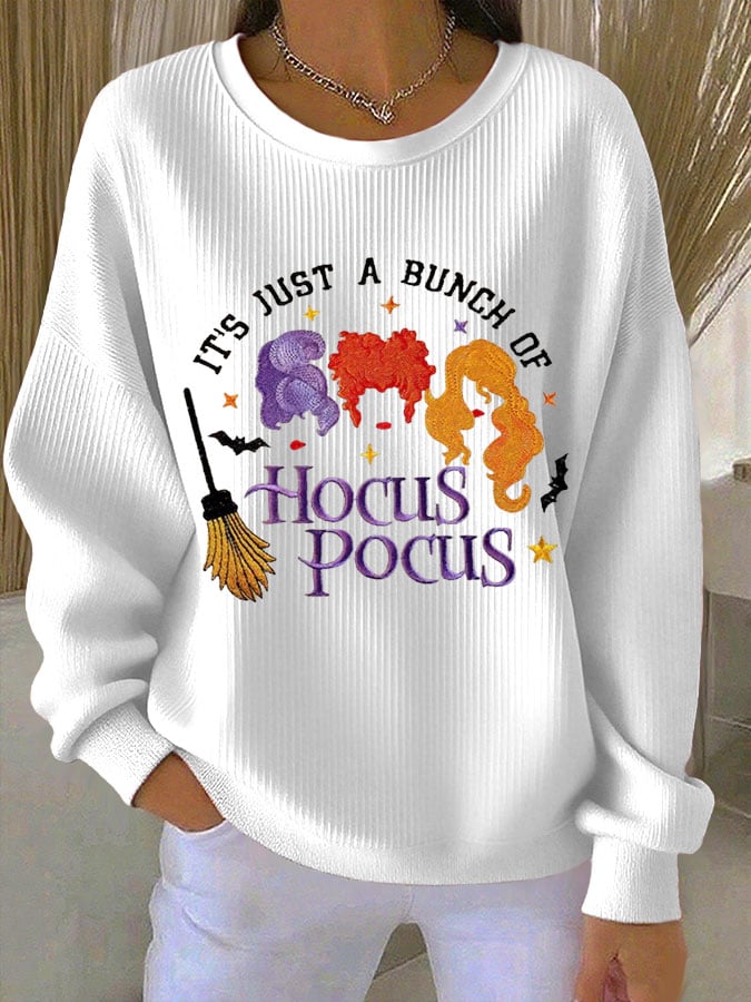 🔥Buy 2 Get 10% Off🔥Women's IT'S JUST A BUNCH OF Hocus Pocus Halloween Print Casual Crew Neck Top