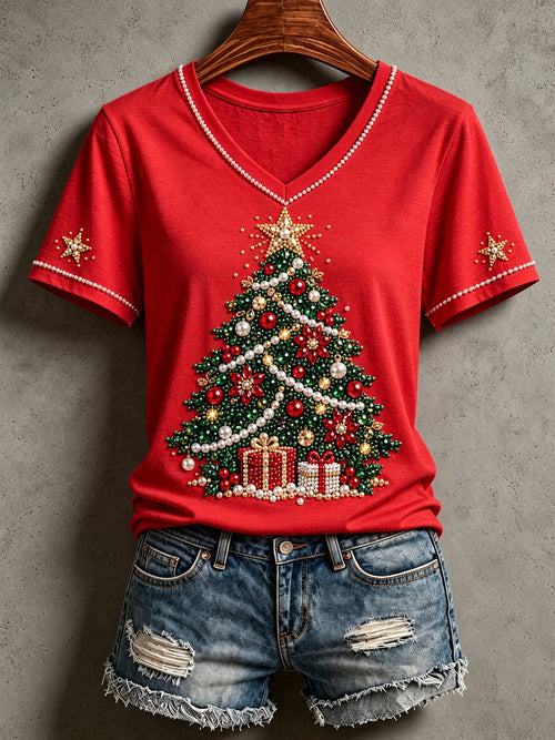 Women's Christmas Print T‑Shirt