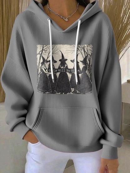 Women'S Girls Will Be Girls Halloween Print Casual Sweatshirt