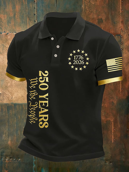 Men's America 250th Anniversary Print Casual Polo Shirt