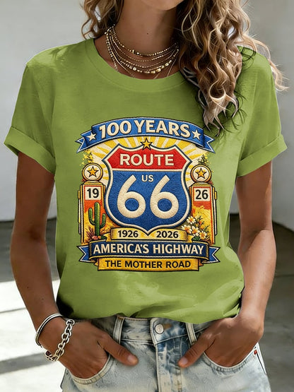 Women's Route 66 Centennial Print Casual T-shirt