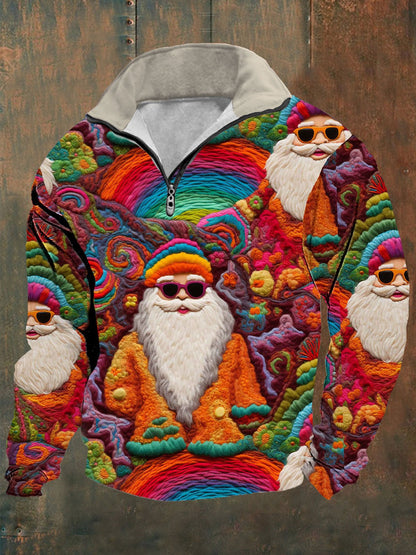 Men's Retro Santa Print Long Sleeve Top