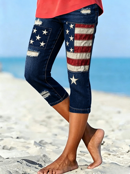 🔥Buy 3 Get 10% Off🔥Women's 250th anniversary printed cropped pants