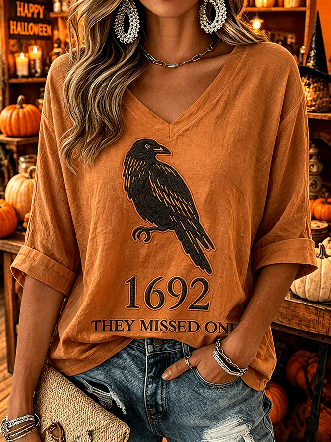 Women's 1692 They Missed One Raven Print Vintage T-Shirt
