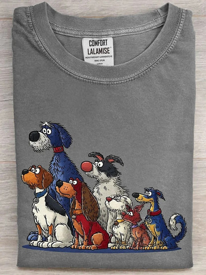 The Waiting Dog Art Casual Cotton Short Sleeve T-shirt