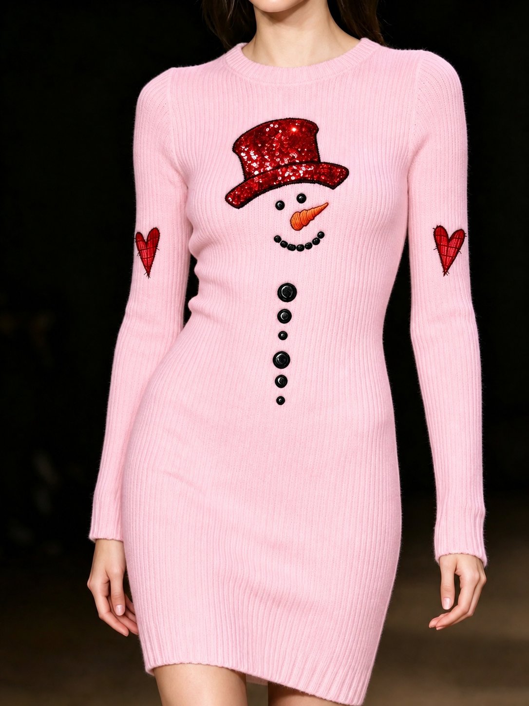 Women's Snowman-Print Knit Dress