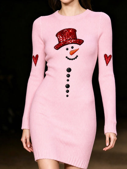 Women's Snowman-Print Knit Dress