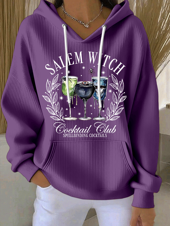 🔥HOT SALE🔥Women's Salem Witch Cocktail Club Spellbinding Cocktails Print Casual Hooded Sweatshirt