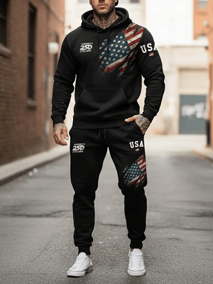 Men's 250th Anniversary Casual Printed Hooded Sweatshirt