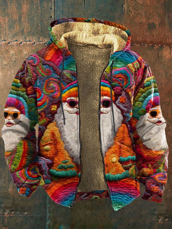 Men's Retro Santa Print Casual Jacket