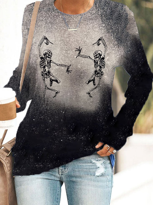 Women's Halloween Skeleton Print Sweatshirt