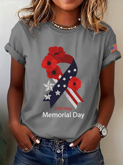 Women's Casual Memorial Day Printed Short-Sleeve T-Shirt