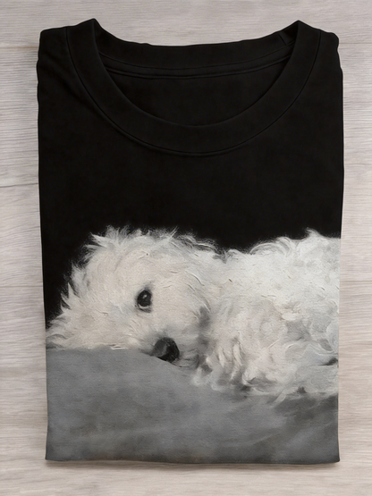 Cute Dog Print Short Sleeve T-Shirt