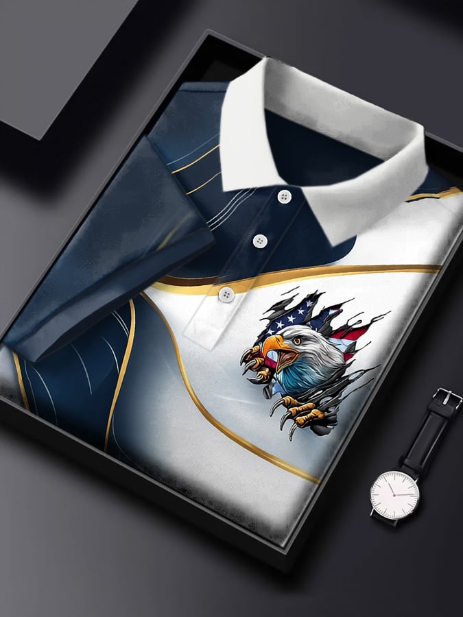 Men's America 250th Anniversary Print Casual Polo Shirt