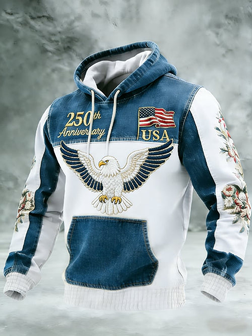 Men's Casual American 250th Anniversary Print Sweatshirt